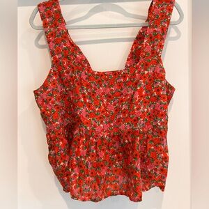 Natural Life Floral Red Sleeveless Top